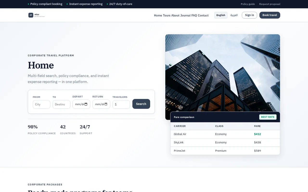 Atlas Business Travel live preview