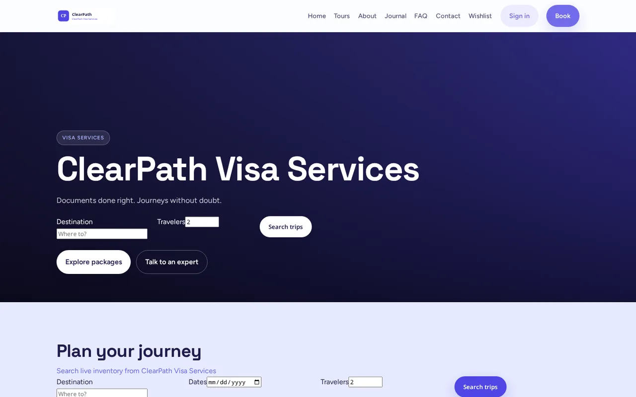 ClearPath Visa Services live preview